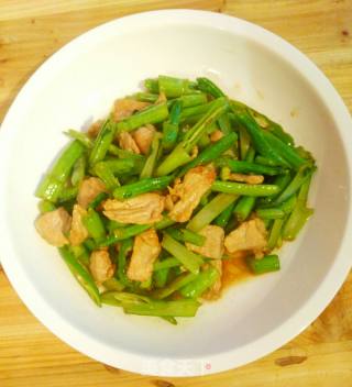 菜心杆子小炒肉的做法步骤：7