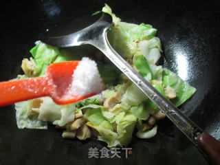 花生米羊尾笋炒圆白菜的做法步骤：8