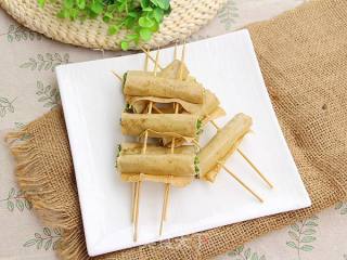香烤豆皮卷韭菜的做法步骤：8