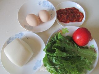 黄金馒头片配火腿蜜桃生菜卷的做法步骤：1