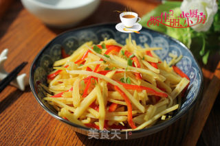 红椒炒薯丝的做法步骤：9
