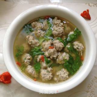 小白菜猪肉丸汤的做法步骤：4