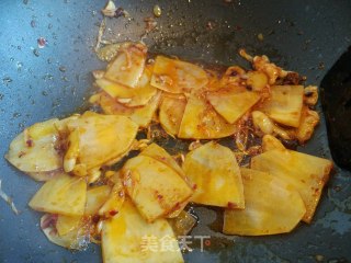 香辣土豆片炒猪肚的做法步骤：7