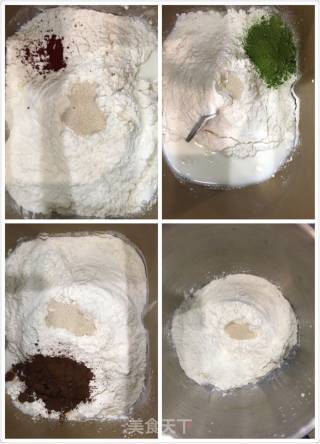 五彩玫瑰花面包的做法步骤：1