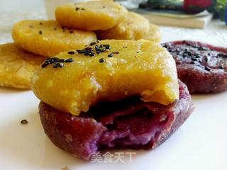南瓜饼、紫薯饼、酸豆角芋头饼的做法步骤：9