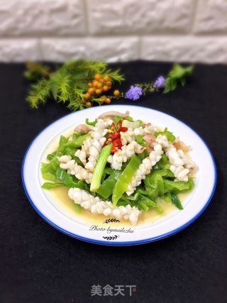 青椒炒鱿鱼的做法步骤：11