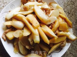 茭白炒肉的做法步骤：7