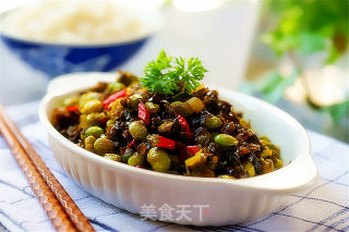 毛豆炒雪菜的做法步骤：7