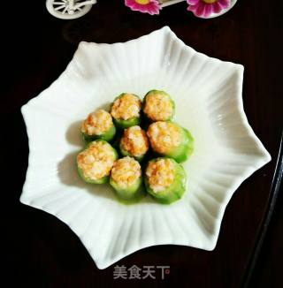 虾泥丝瓜盅的做法步骤：9