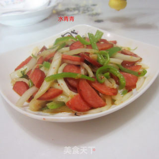 白菜青椒炒火腿的做法步骤：9