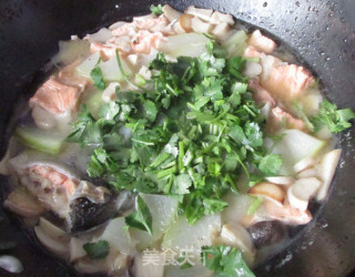 燕麦饭配三文鱼蘑菇汤的做法步骤：12