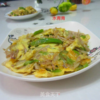 青椒芋头丝煎蛋的做法步骤：9