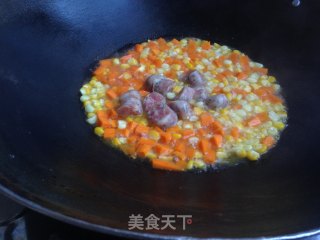 三色彩丁炒罗勒香肠的做法步骤：8