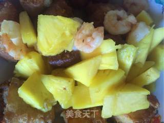 菠萝油条虾的做法步骤：5