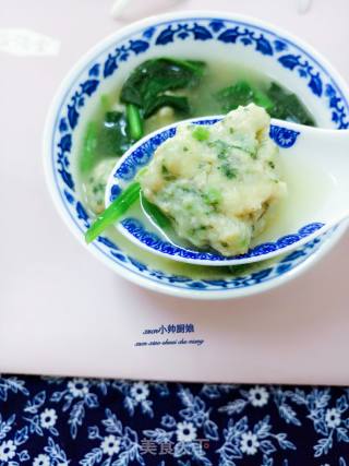 鸡肉茼蒿菠菜丸子的做法步骤：5
