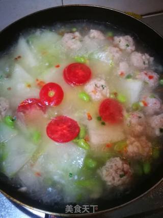 青豆冬瓜圆子汤的做法步骤：8