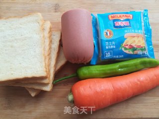 百变大眼怪三明治的做法步骤：1
