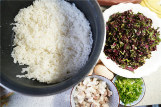 苋菜肉末蛋炒饭的做法步骤：1
