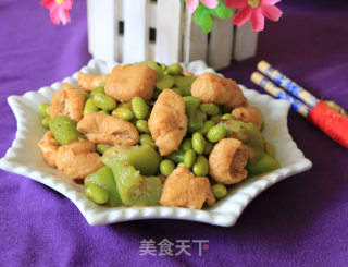 丝瓜烧毛豆油豆腐的做法步骤：8