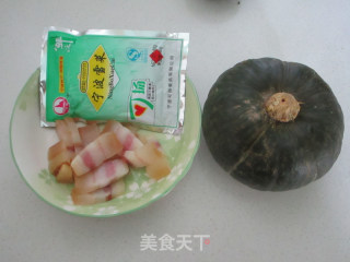 雪菜南瓜的做法步骤：1