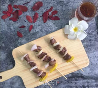 彩椒鸡肉串、彩椒洋葱鸡心串的做法步骤：8