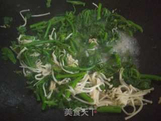 金针菇炒南瓜蔓的做法步骤：6