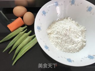 秋葵鸡蛋小煎饼的做法步骤：1