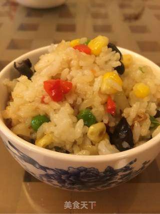 青豆玉米木耳炒饭的做法步骤：7