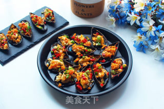 蛋黄烤海虹的做法步骤：10