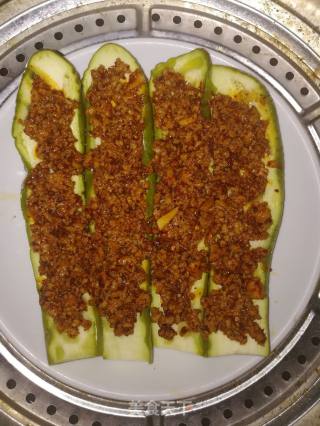 香辣肉末酱蒸茄子的做法步骤：6