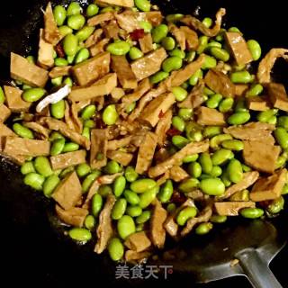香干毛豆炒肉丝的做法步骤：11