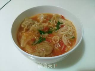 番茄味的馄饨面的做法步骤：12