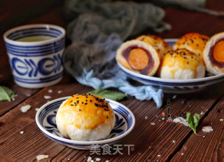 红豆沙蛋黄酥的做法步骤：13