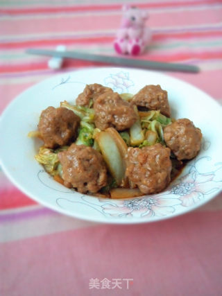 白菜烧肉丸的做法步骤：10