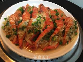 蒜蓉开边虎斑虾的做法步骤：9