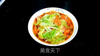 白菜叶炒鲜虾的做法步骤：6