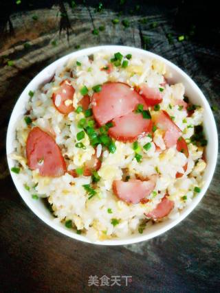 红肠蛋炒饭的做法步骤：9