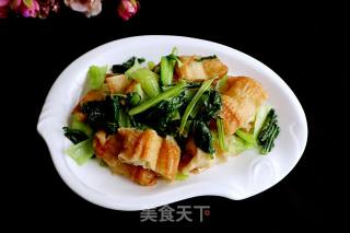 青菜炒油条的做法步骤：6