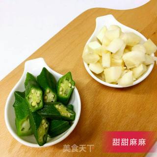 秋葵炒马蹄的做法步骤：2