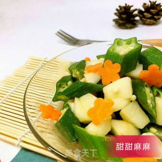 秋葵炒马蹄的做法步骤：6