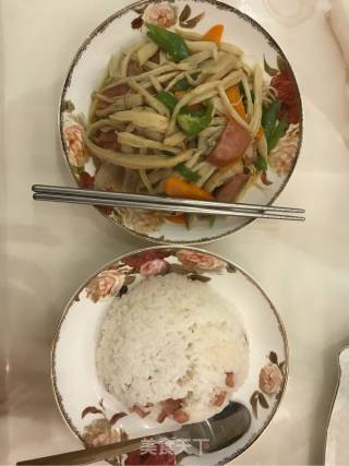 火腿炒鸡腿菇的做法步骤：9