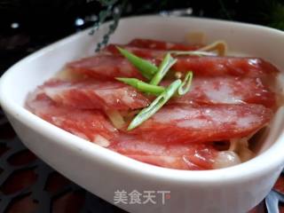 腊肠蒸豆皮的做法步骤：6