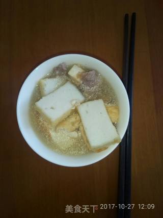 煎豆腐煮汤的做法步骤：10