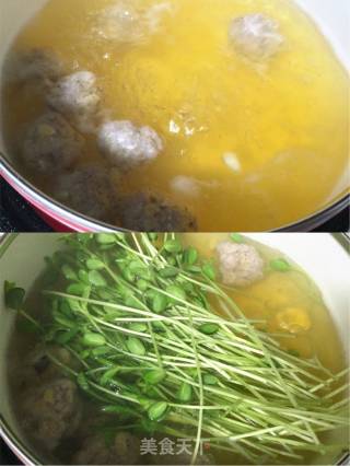 香松豆苗肉丸汤的做法步骤：5