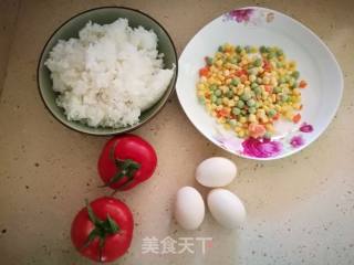 番茄炒饭的做法步骤：1