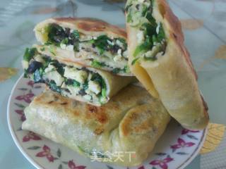 简易版少油韭菜饼（合子）的做法步骤：11