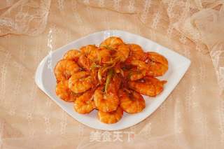 姜丝番茄虾的做法步骤：7