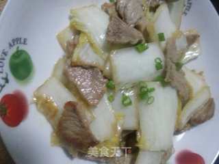 白菜杆炒肉片的做法步骤：5