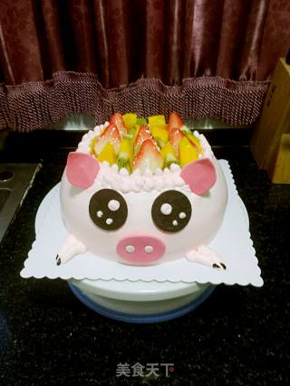 小猪水果蛋糕的做法步骤：7