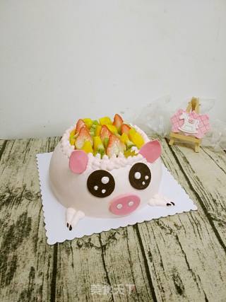 小猪水果蛋糕的做法步骤：9